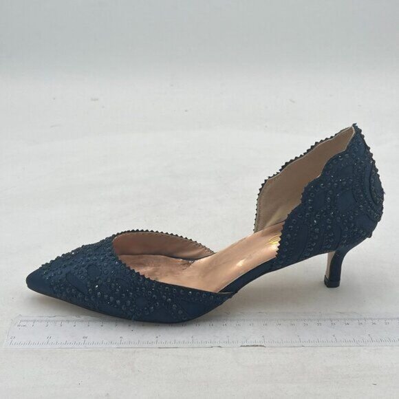 XYD Women's Pumps, Elegant Pointed Toe, D'Orsay Kitten Low Heels, Rhinestone - Picture 2 of 7